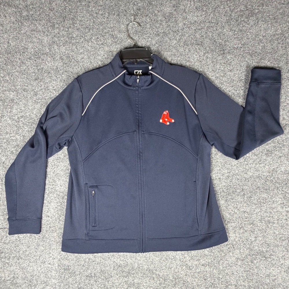 Cutter & Buck Mens Boston Red Sox Navy Blue CB DryTec Full Zip Jacket XL